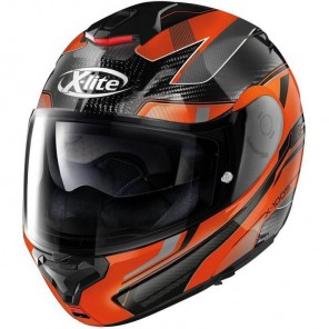 X-lite X-1005 Carbon Powertrain Carbon/Oransj Premium åpningshjelm N-Com