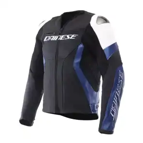 DAINESE RACING 5 LEATHER JAKKE. HVIT/BLÅ/SORT